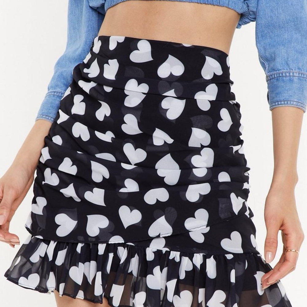 Nasty Gal ViVI Black and White Heart Print Mini Skirt